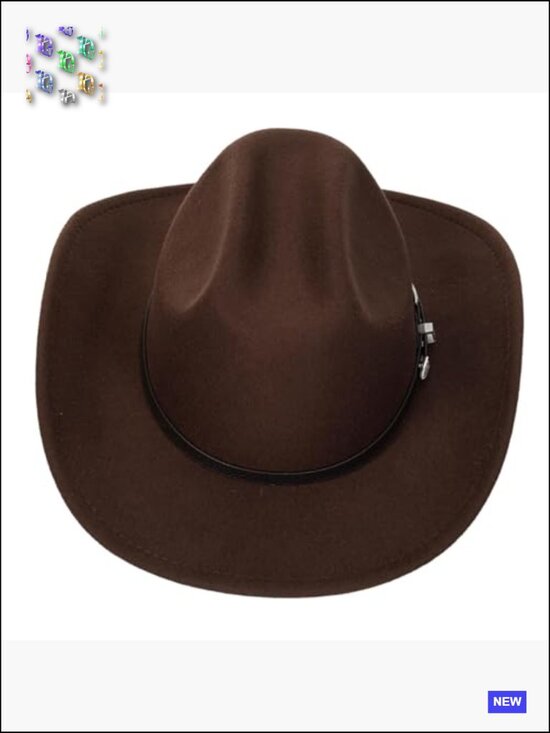 Wide Brim Cowboy Hat with Floral Buckle - Classic Western Style Medium-Large